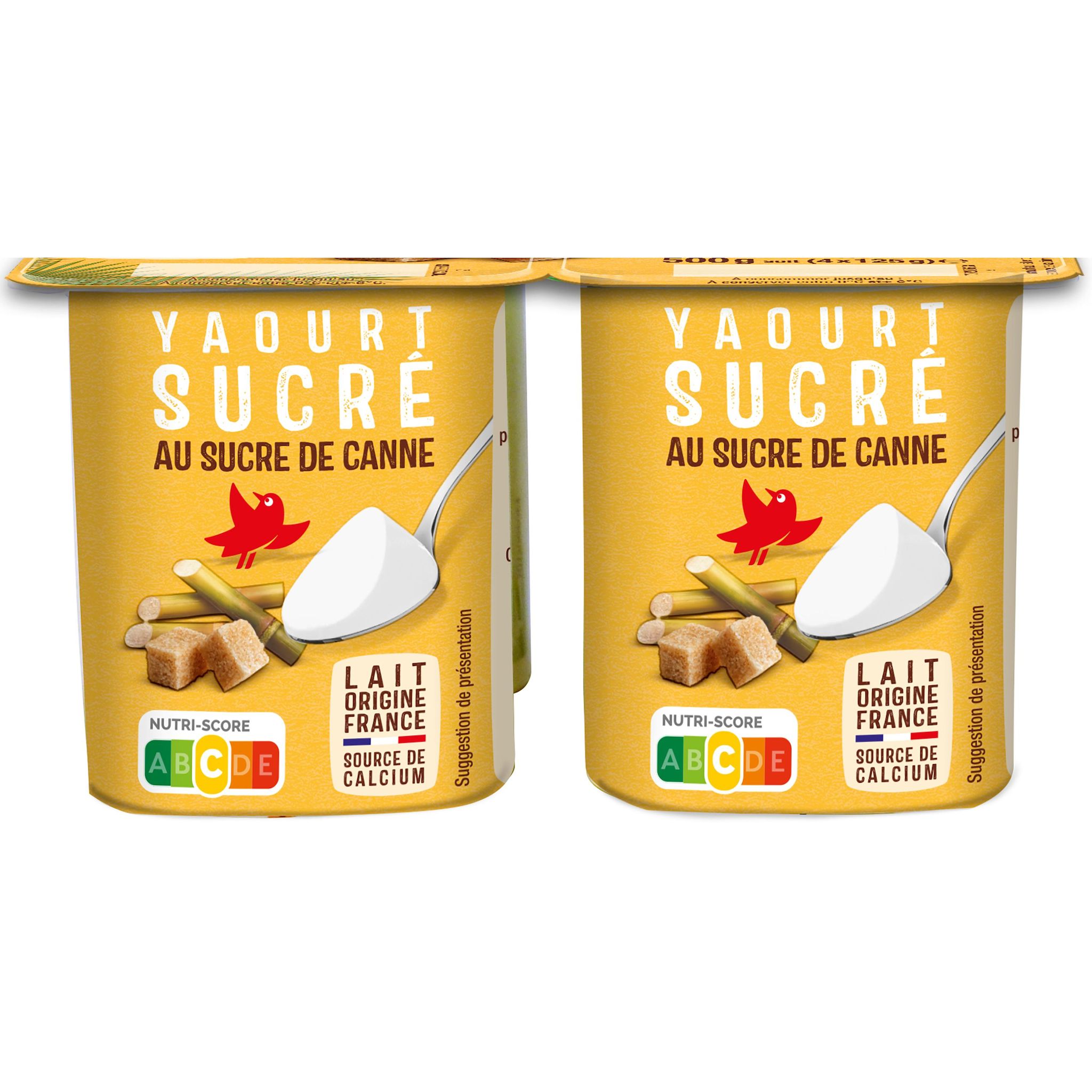 AUCHAN Yaourt nature au sucre de canne 4x125g pas cher Auchan.fr