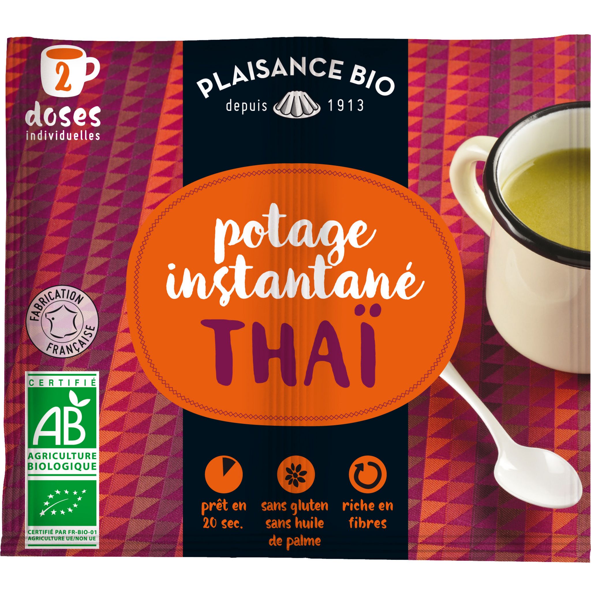 PLAISANCE BIO Potage instantané Thaï 2 doses 2x8.5g pas cher Auchan.fr