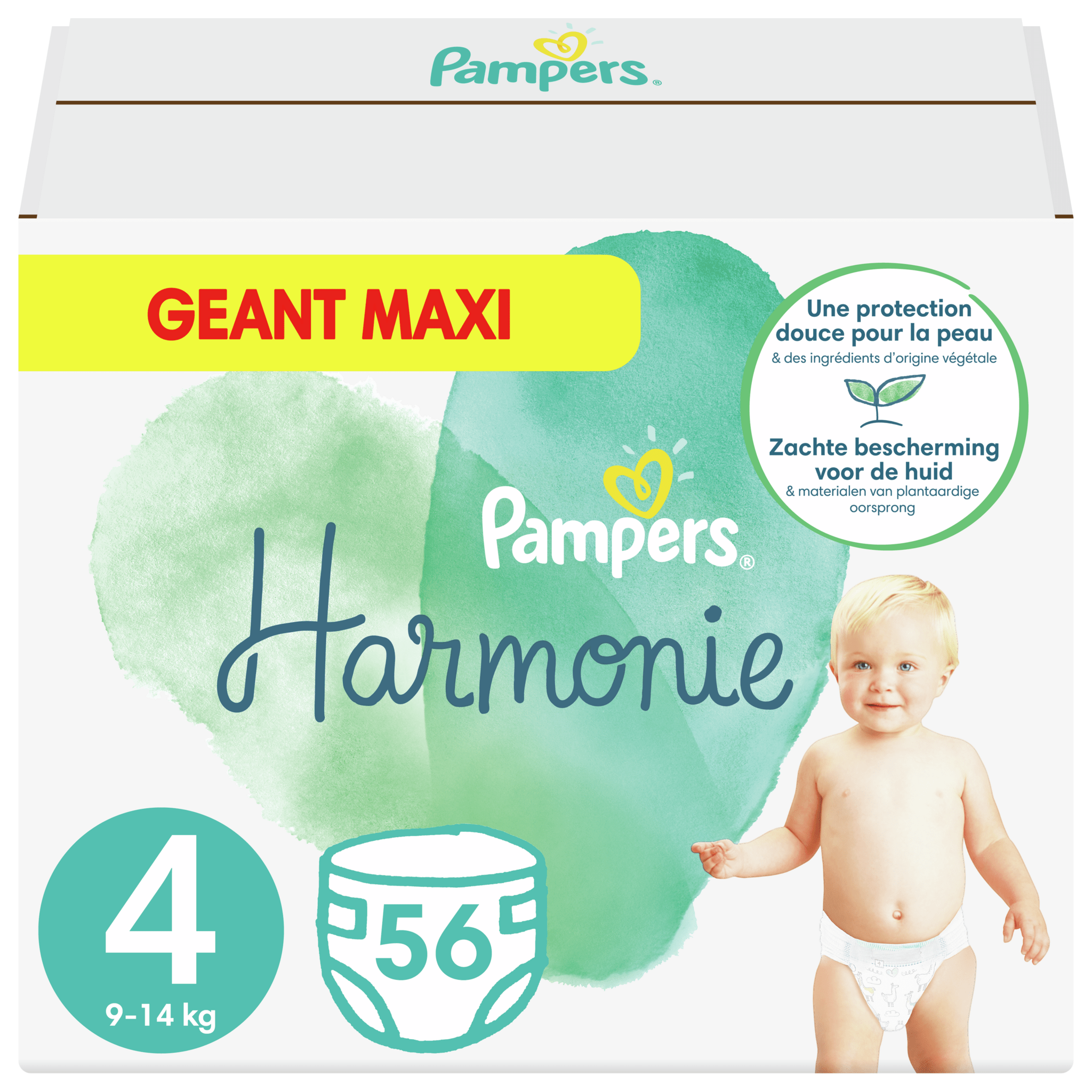 PAMPERS Couches Harmonie taille 4 (914kg) 56 couches pas cher Auchan.fr