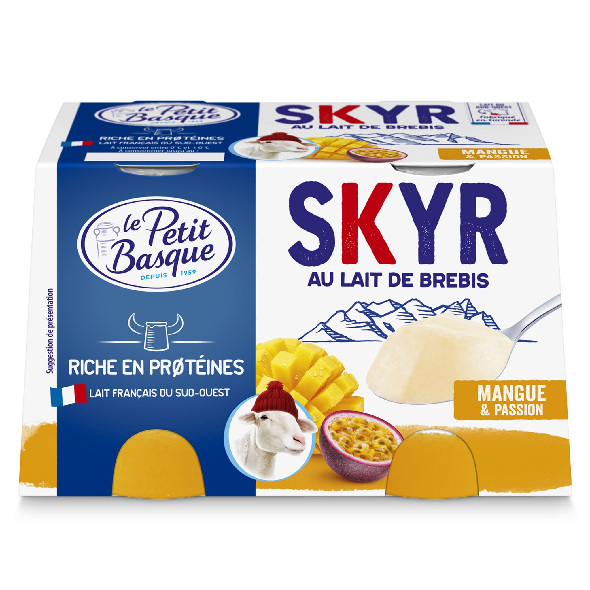LE PETIT BASQUE Skyr au lait de brebis mangue passion 2x120g pas cher