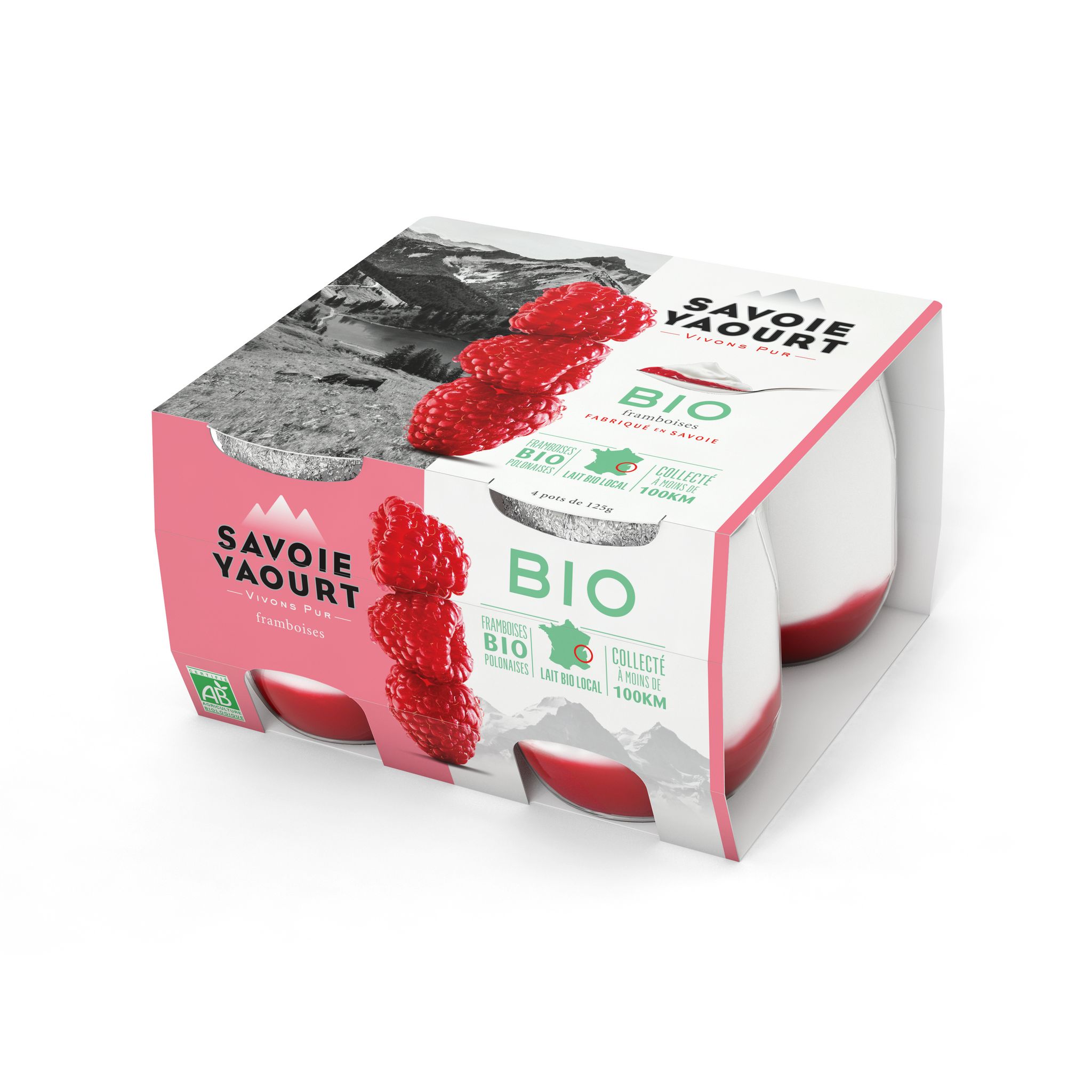 SAVOIE YAOURT Yaourt framboise bio 4x120g pas cher Auchan.fr