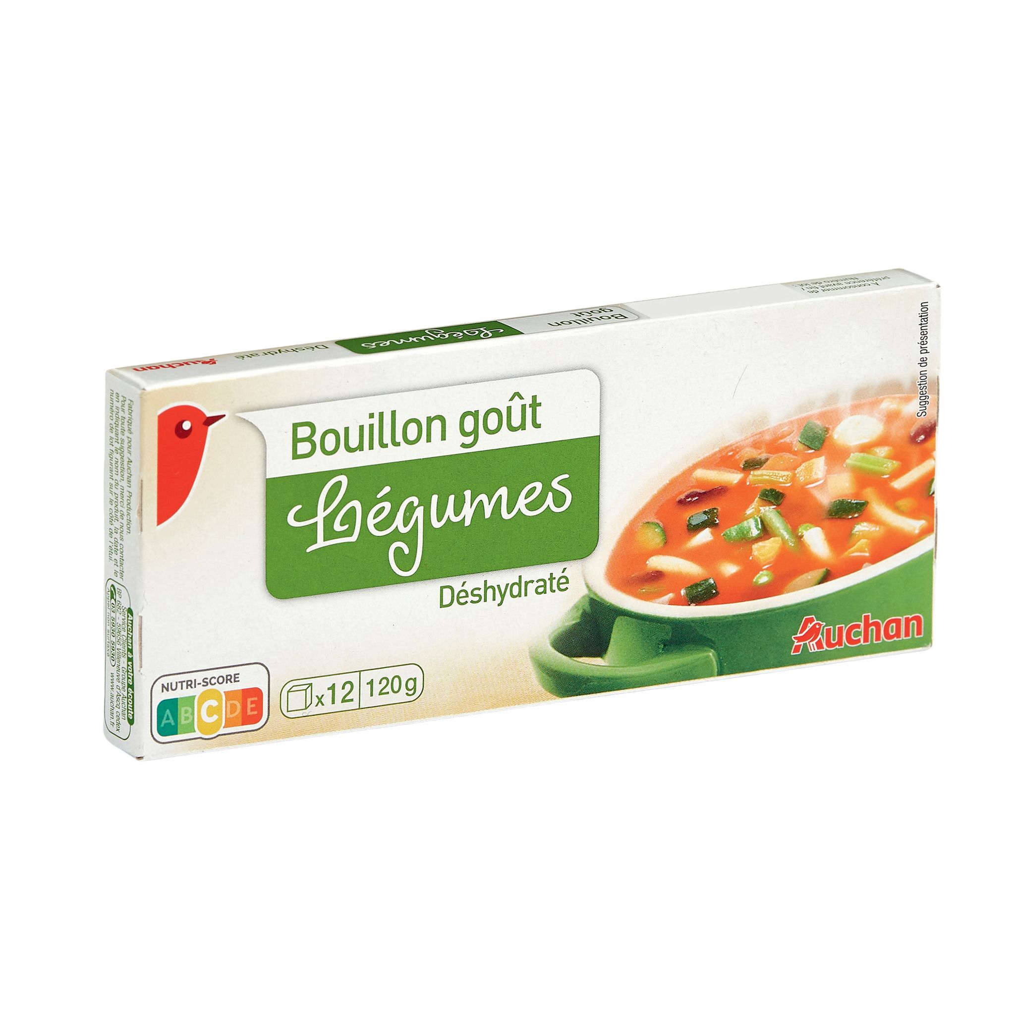 AUCHAN Bouillon goût légumes déshydraté en cube 12 cubes 12x10g pas