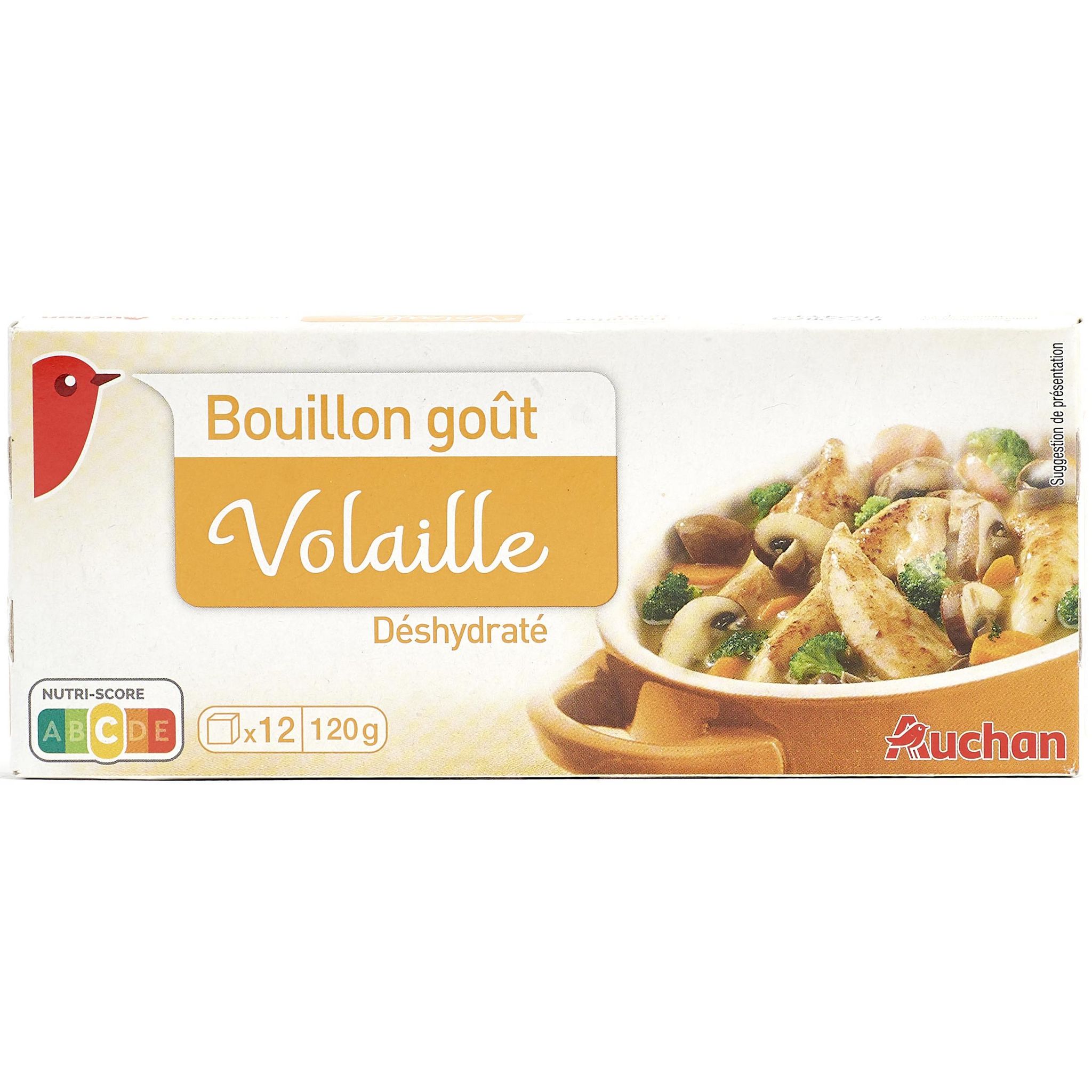 AUCHAN Bouillon déshydraté en cube goût volaille 12 cubes 12x10g pas