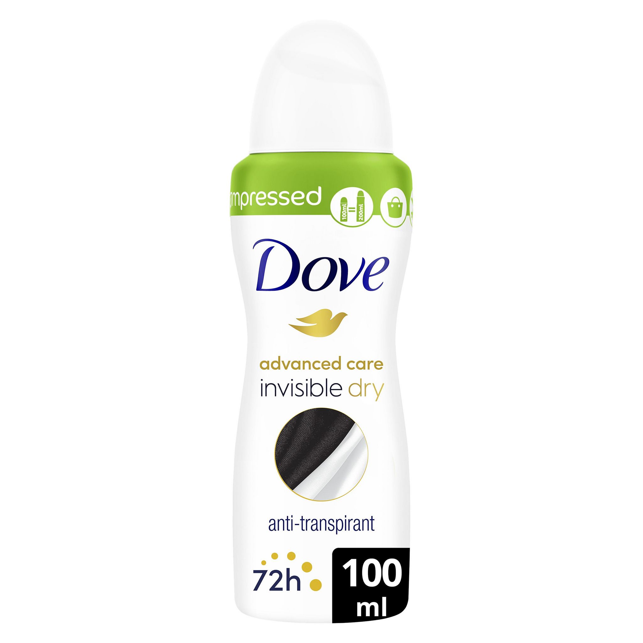 DOVE Déodorant spray compressé antitranspirant 72h 100ml pas cher