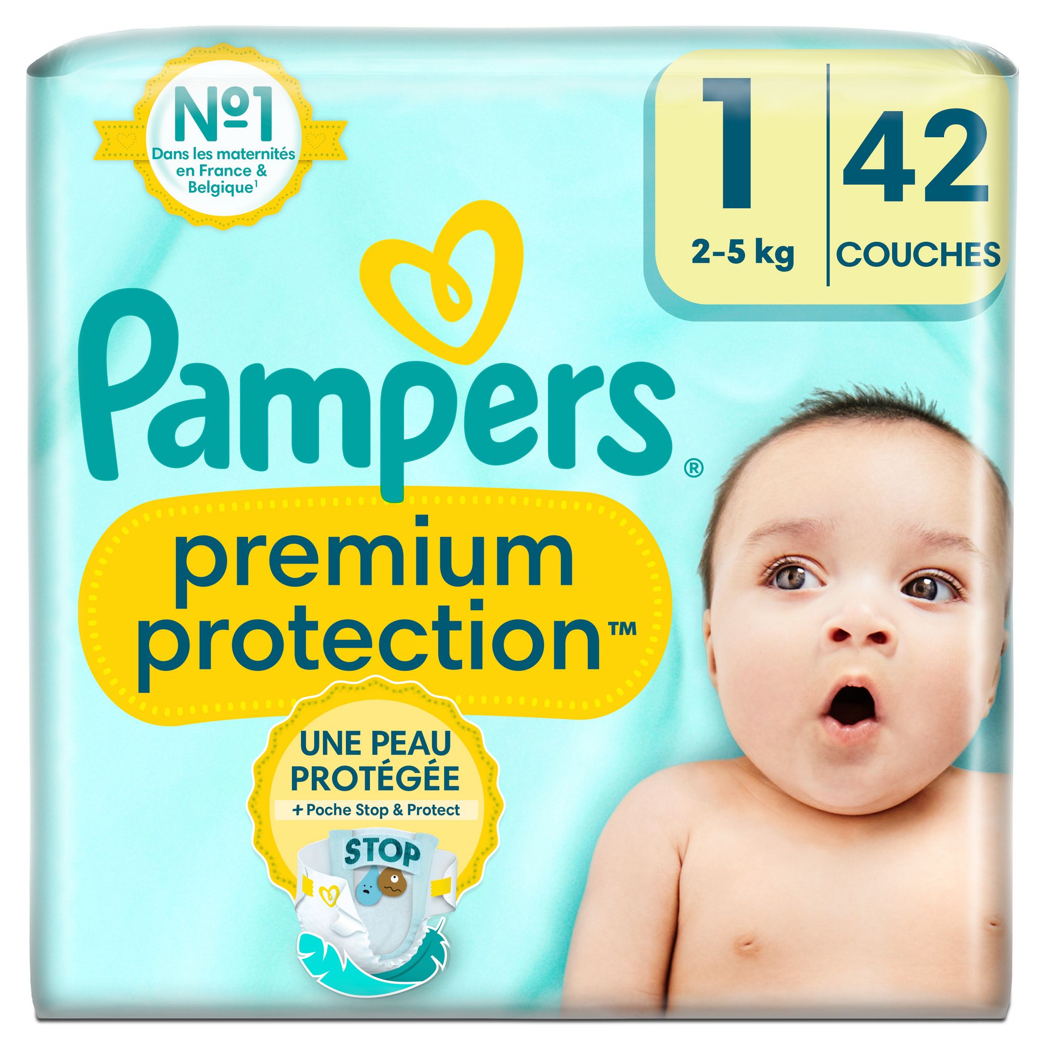 PAMPERS Premium protection couches taille 1 (25kg) 42 couches pas cher Auchan.fr