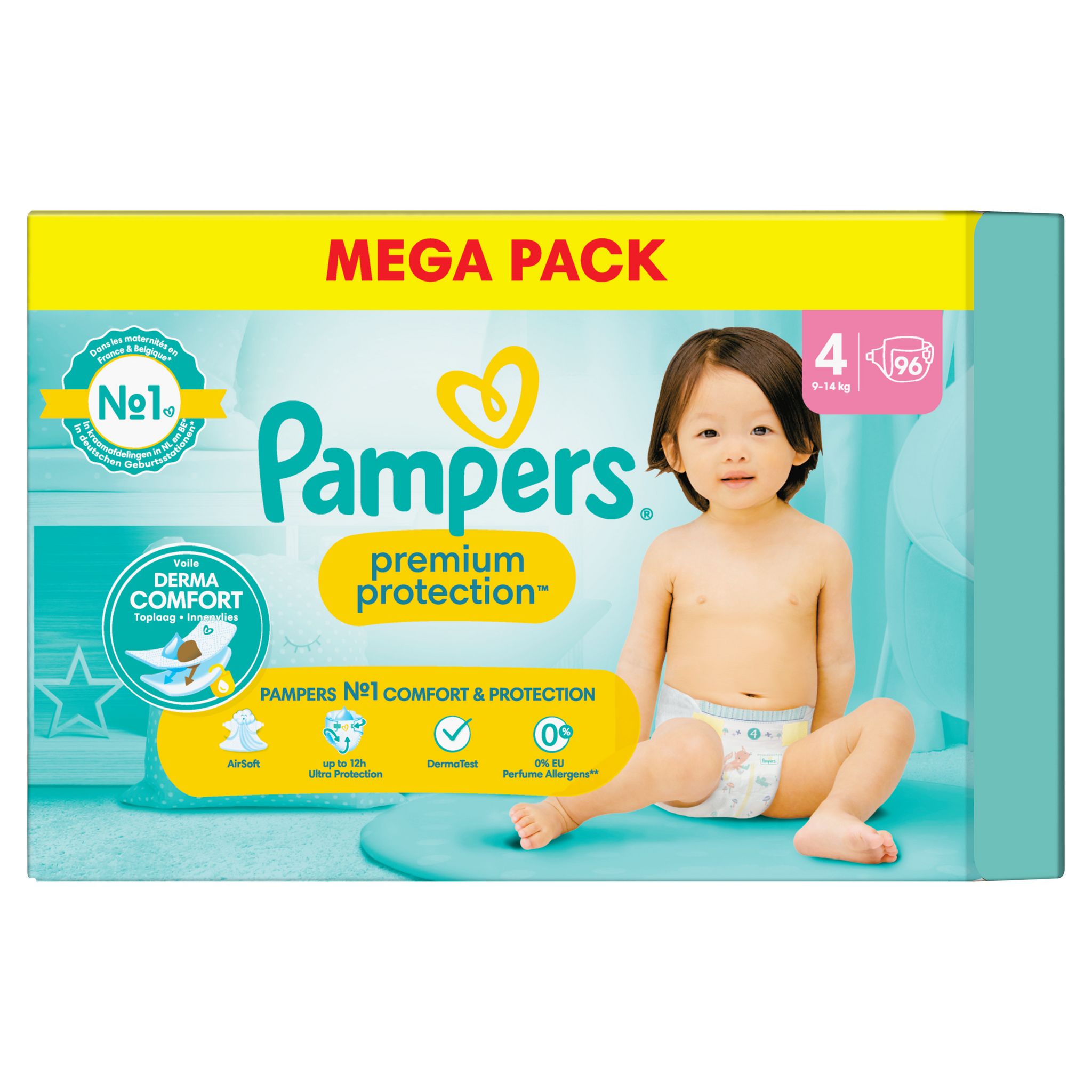 PAMPERS Premiumprotection couches taille 4 (914kg) 96 couches pas