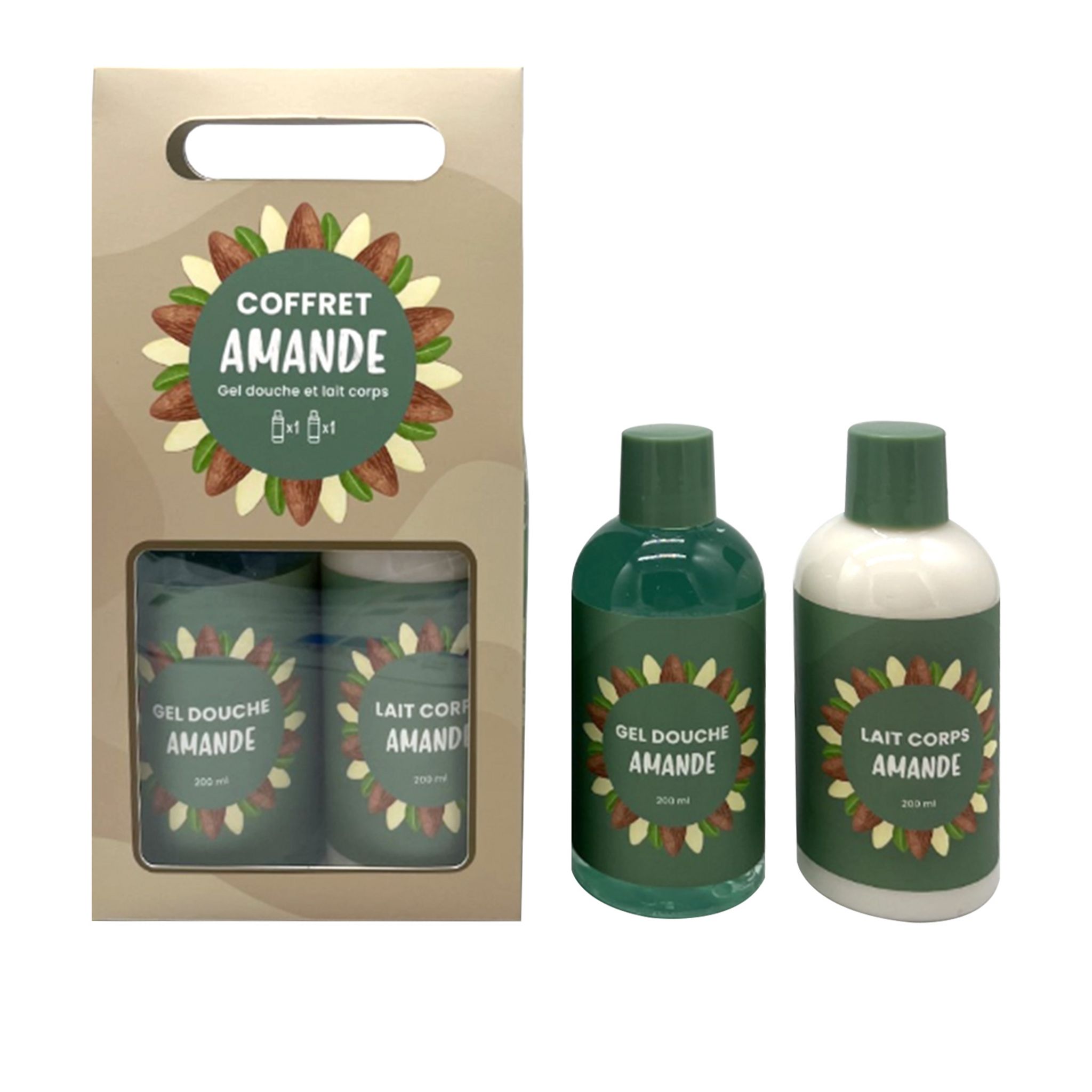 FRENCH TENDANCE Coffret amande soin corps 1 gel douche + 1 lait corps 200ml + 200ml pas cher