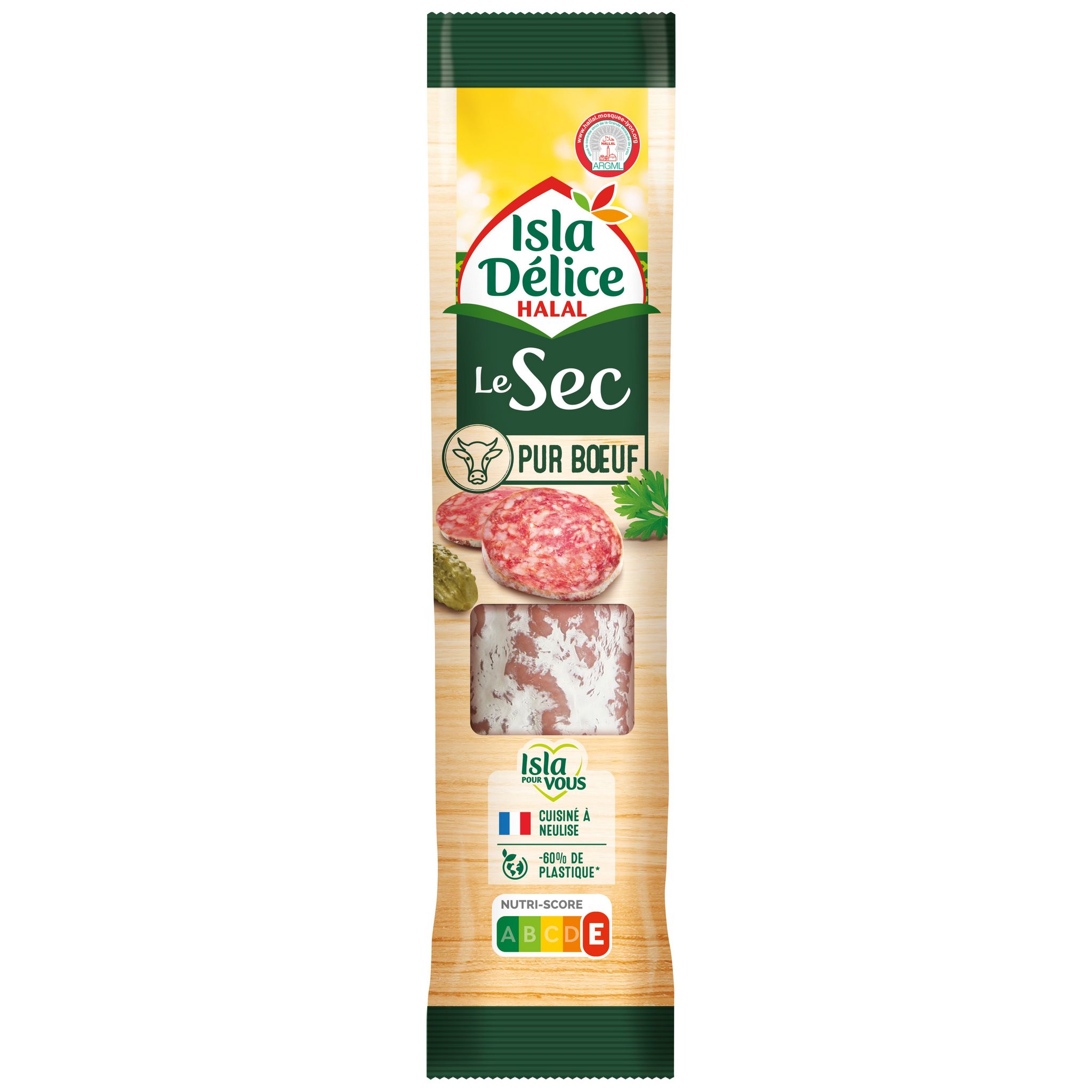 ISLA DELICE Saucisson sec pur boeuf halal 170g pas cher Auchan.fr