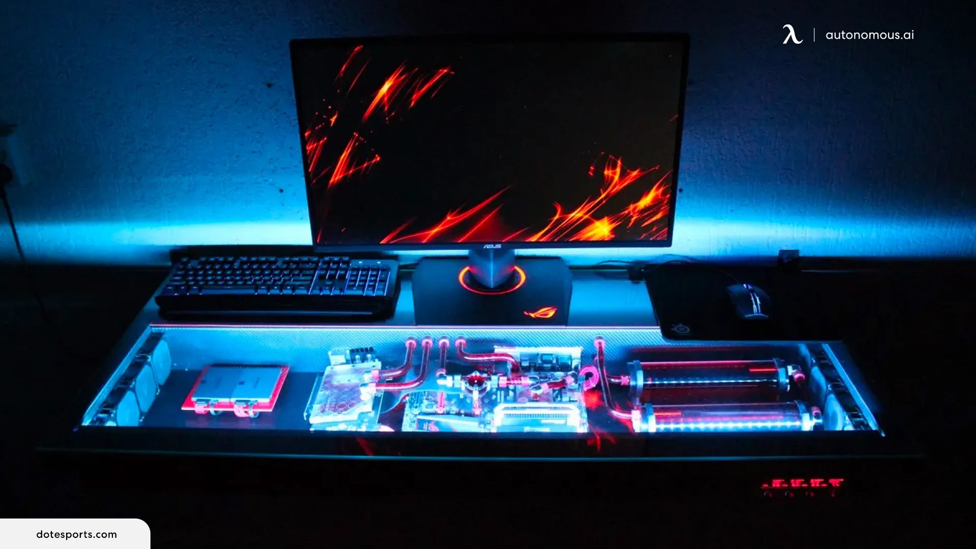 PC Builtin Desk Setup Combining Style and Functionality