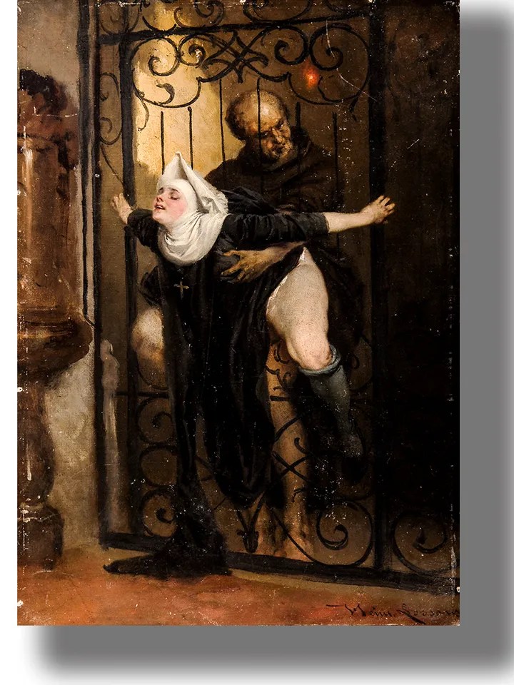 The Sin. Catholic priest and nun have sex. Sexual stile artwork. $21.00