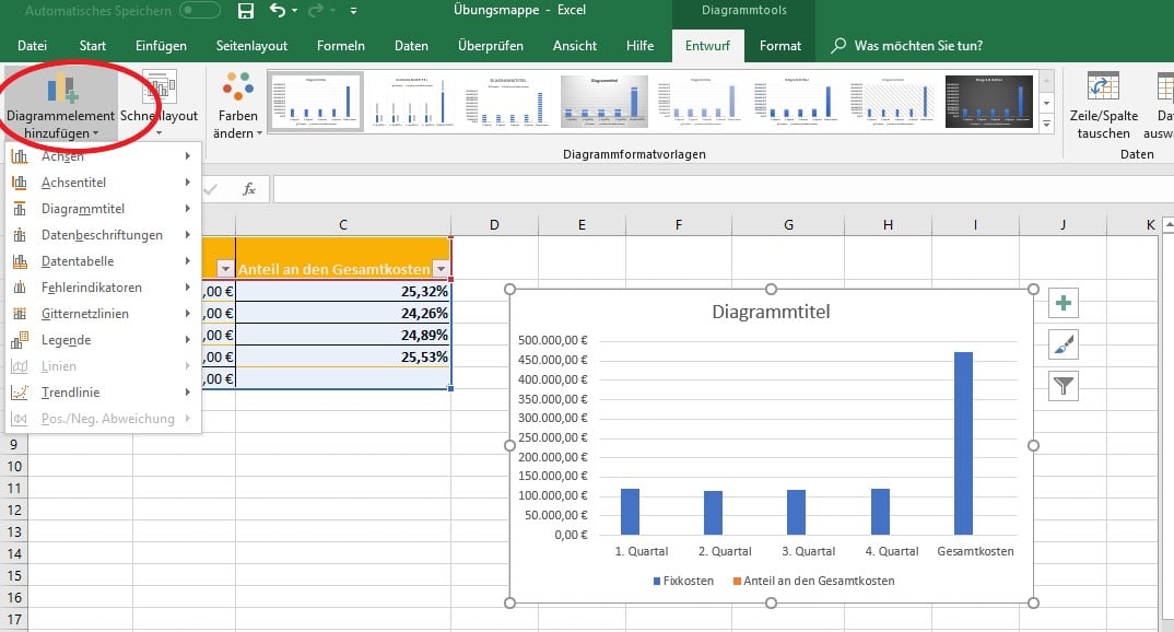 Diagramme erstellen mit Microsoft Excel