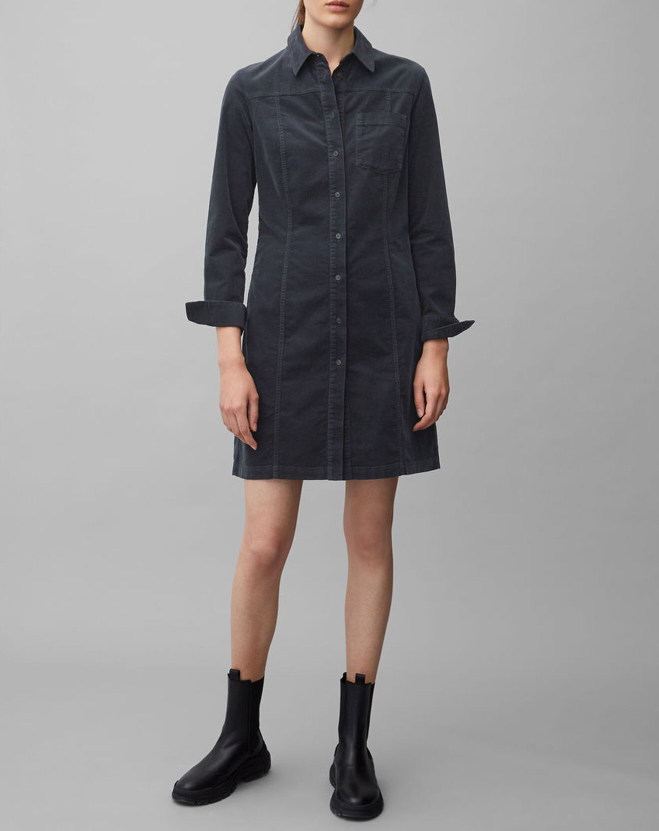 Robe en Velours côtelé bleu marine Vente privée Marc O'Polo BazarChic