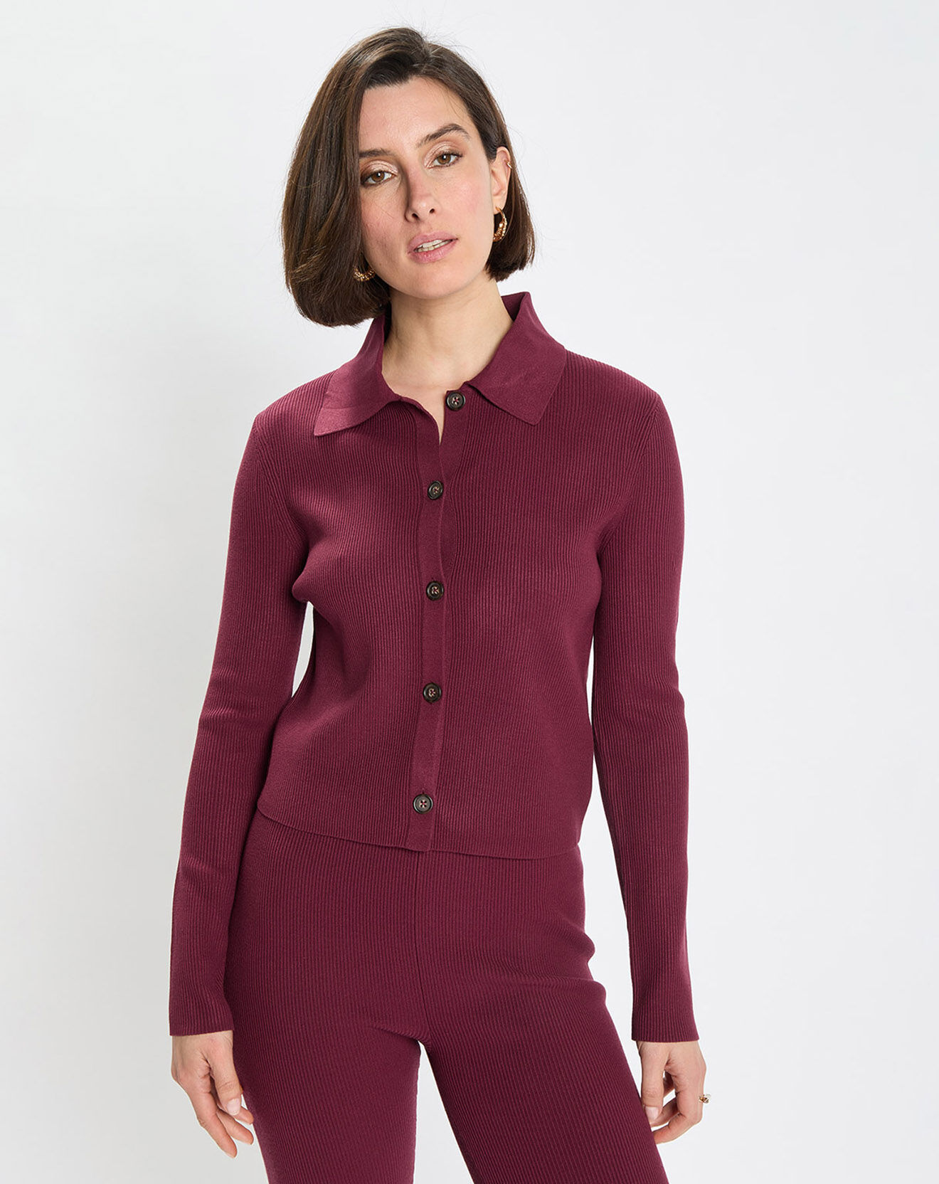 Cardigan col polo rouge foncé Vente privée Marc O'Polo BazarChic