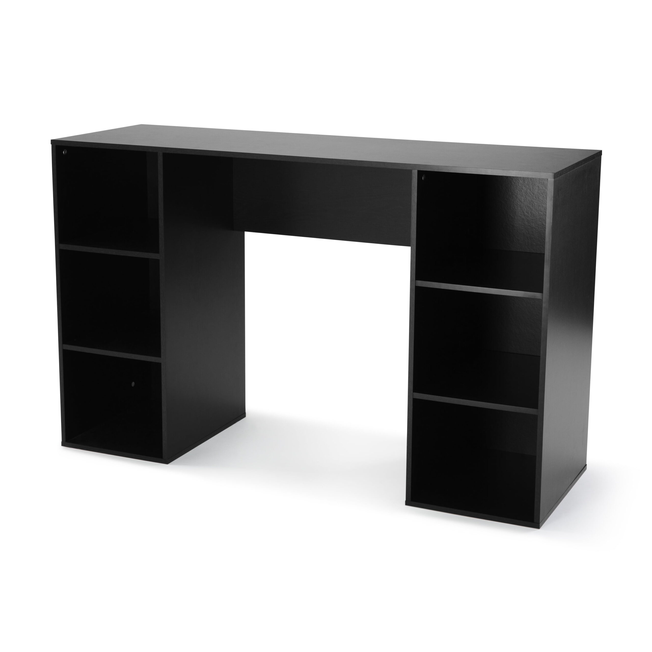 Mainstays 6Cube Storage Computer Desk, True Black Oak