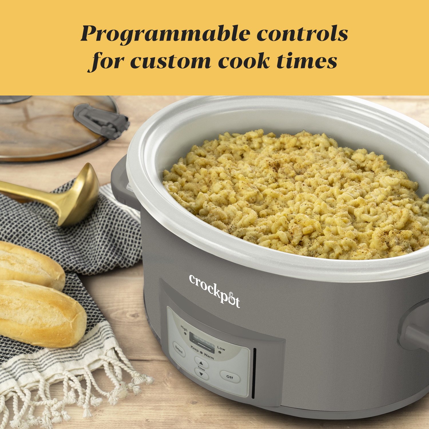 CrockPot Programmable 7Quart Cook And Carry Slow Cooker, Grey