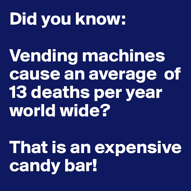 Did you know Vending machines cause an average of 13 deaths per year