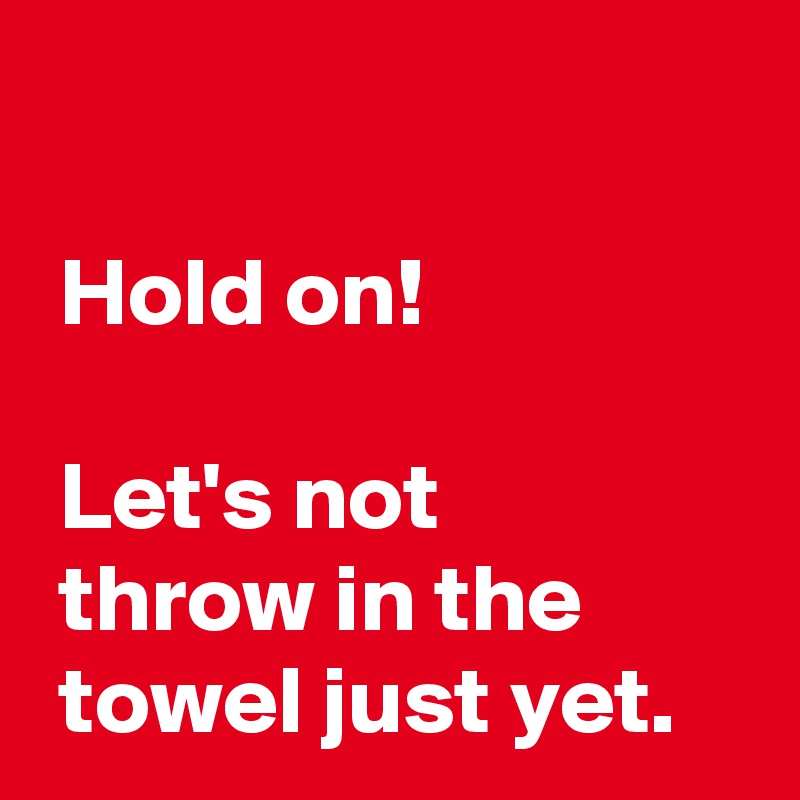 Hold on! Let's not throw in the towel just yet. Post by AndSheCame on