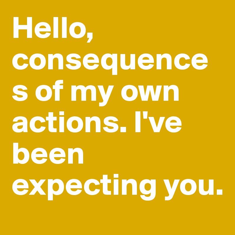 Hello, consequences of my own actions. I've been expecting you. Post(020)