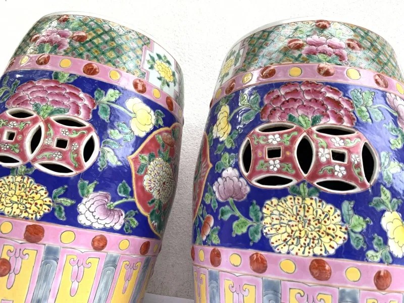 baba nyonya furniture Stool PAIR Chair Phoenix Peonies