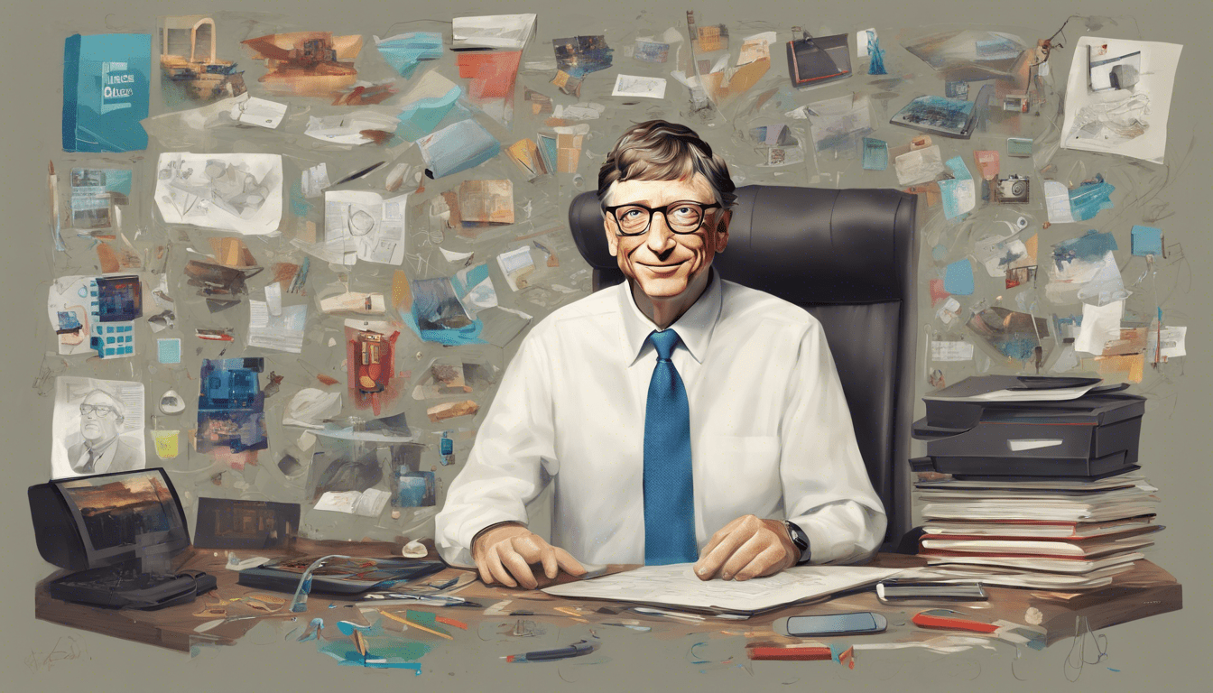 Bill Gates intelligent man sitting at desk