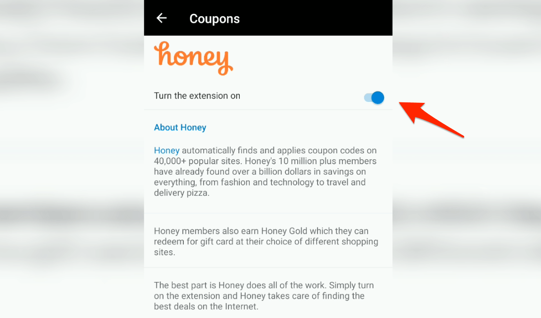 Как включить расширение Honey Coupon в Edge Android Бинар
