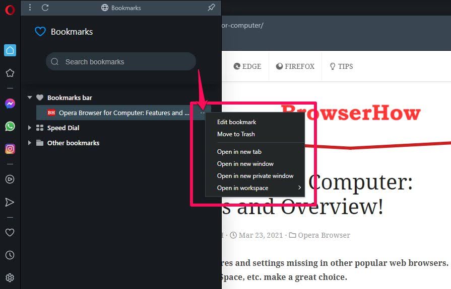 How to Bookmark and Manage Bookmarks on Opera Computer