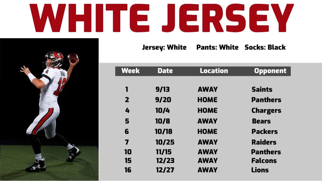 2024 Buccaneers Uniform Schedule Uniform Details for Every Buccaneers Game Revealed