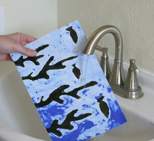 Ink and Tempera Resist Ocean Scene Art Project for Kids Buggy and Buddy