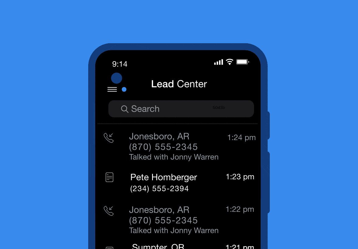 Lead Center Mobile App Lead Center CallRail