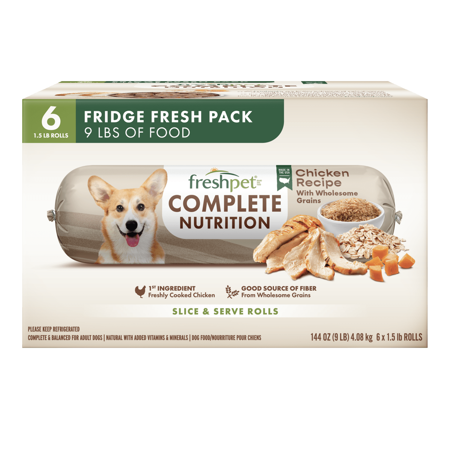Freshpet® Complete Nutrition Chicken Recipe with Wholesome Grains