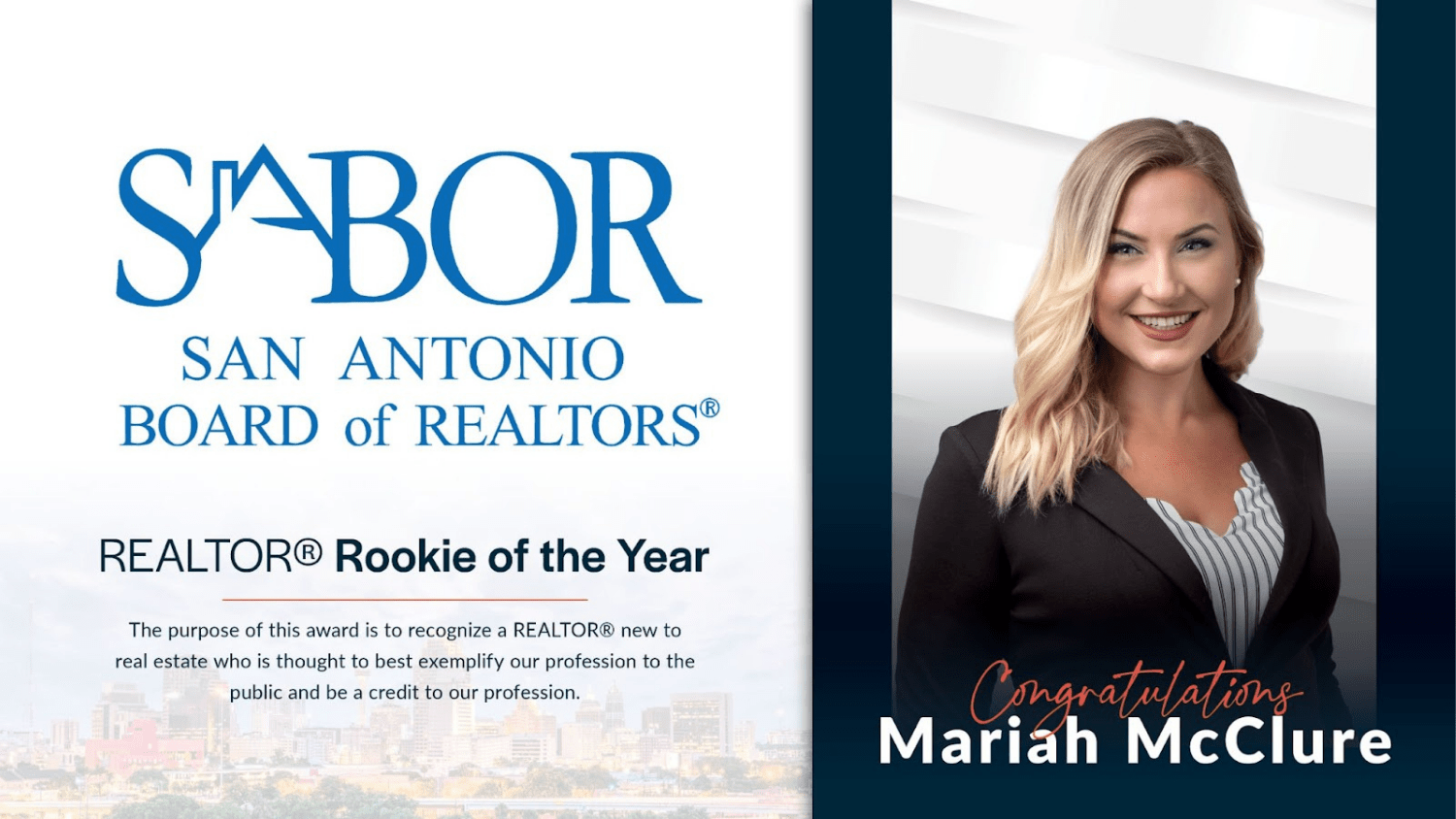 Realty San Antonio Agent Mariah McClure is the 2021 REALTOR® Rookie of