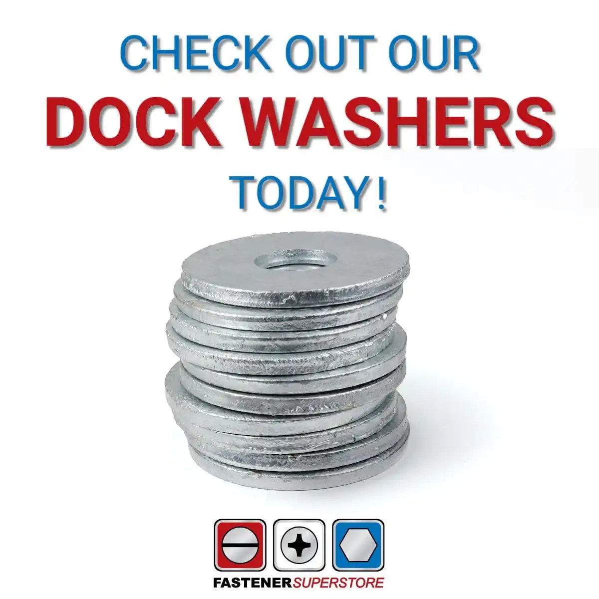 Dock Washers in Steel with a Plain or Galvanized Finish Fastener