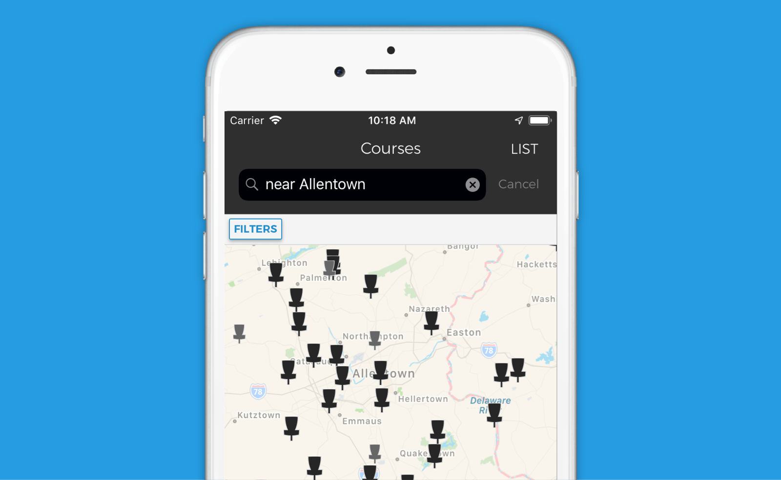 Top Disc Golf Cities — USA Allentown, Pennsylvania Release Point