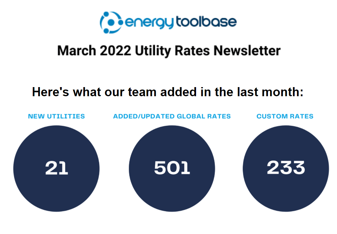 Energy Toolbase March 2022 Utility Rates Newsletter