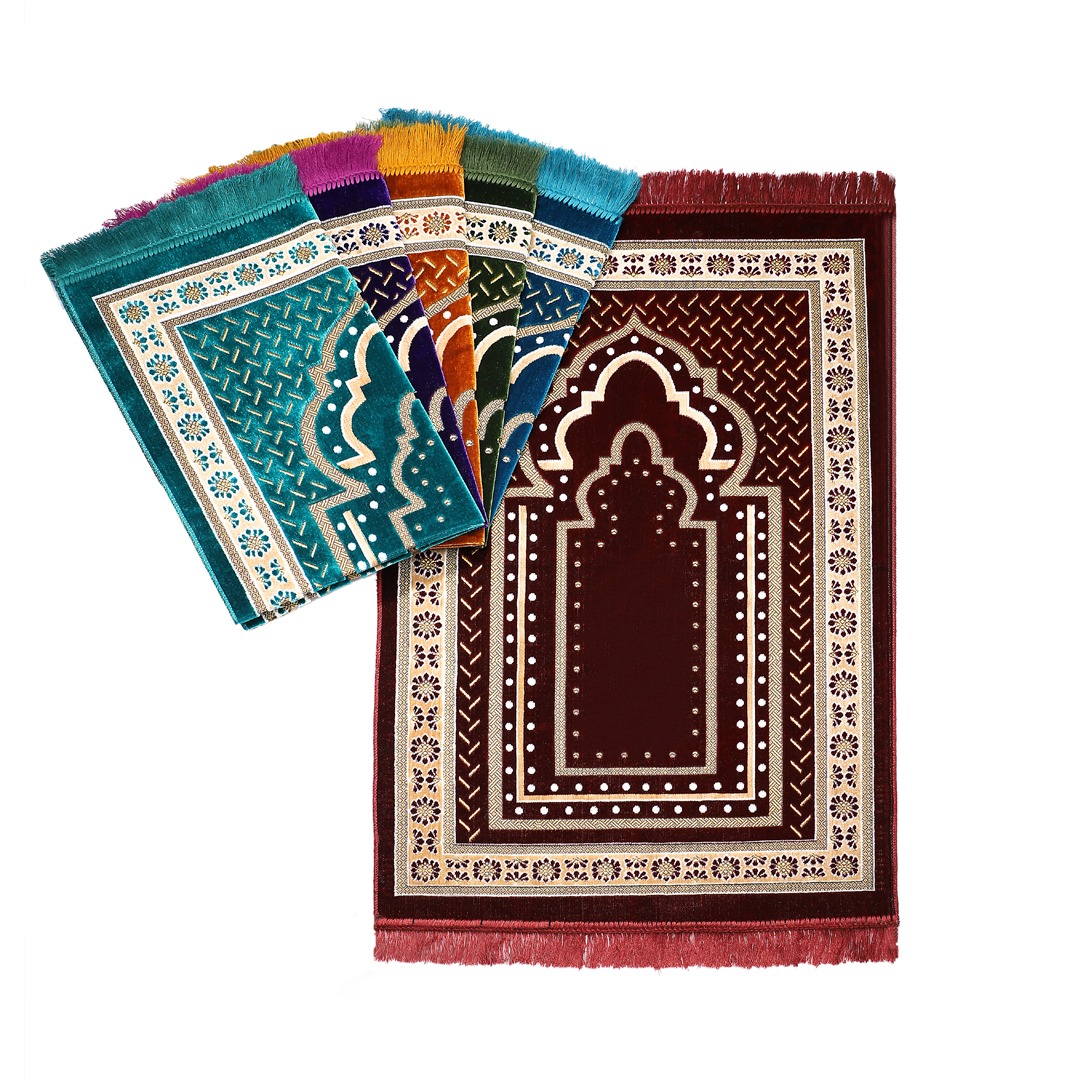 Prayer Rug Islamic Prayer Mat for Men Women with Combo Pack Bordo