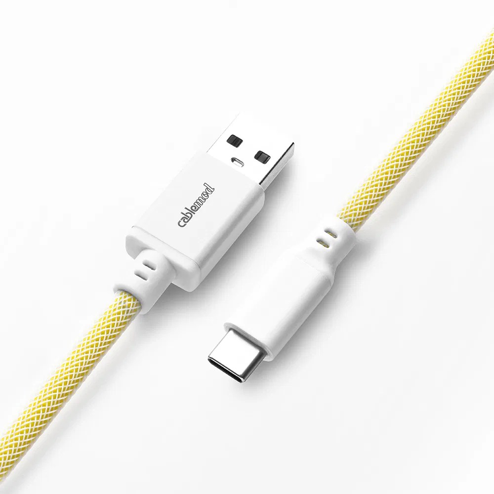 CableMod Pro Coiled Keyboard Cable (Lemon Ice, USB A to USB Type C