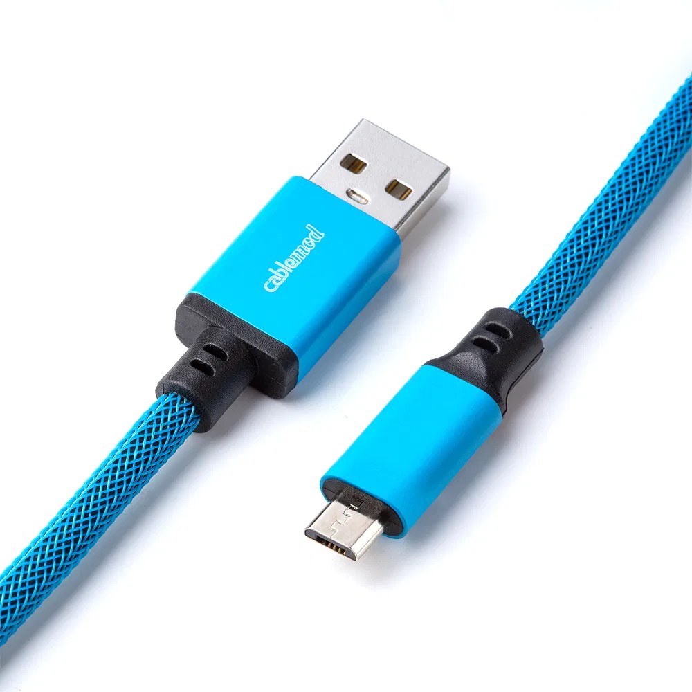 CableMod Pro Coiled Keyboard Cable (Spectrum Blue, USB A to Micro USB