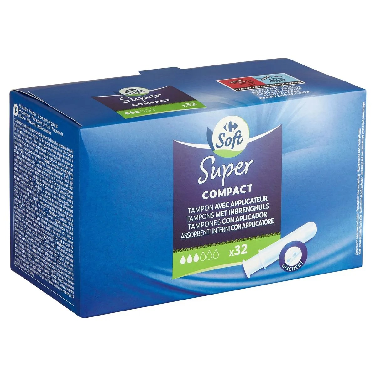 Soft Super Compact Tampons met Inbrenghuls 32 Stuks Carrefour België