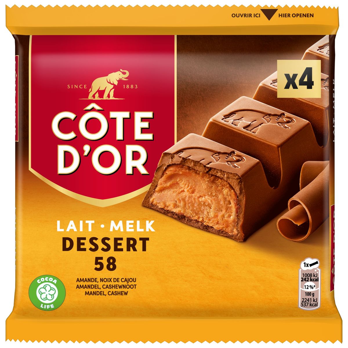 Côte d'Or Chocolat au Lait Dessert 58 4 x 45 g Carrefour Site