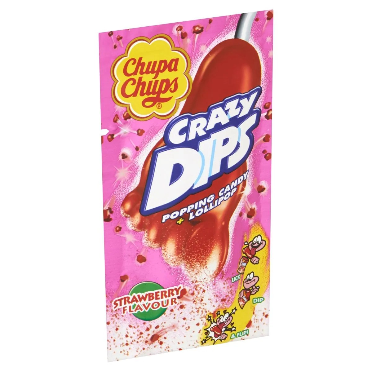 Crazy Dips Popping Candy + Lollipop Strawberry Flavour 14g Carrefour België