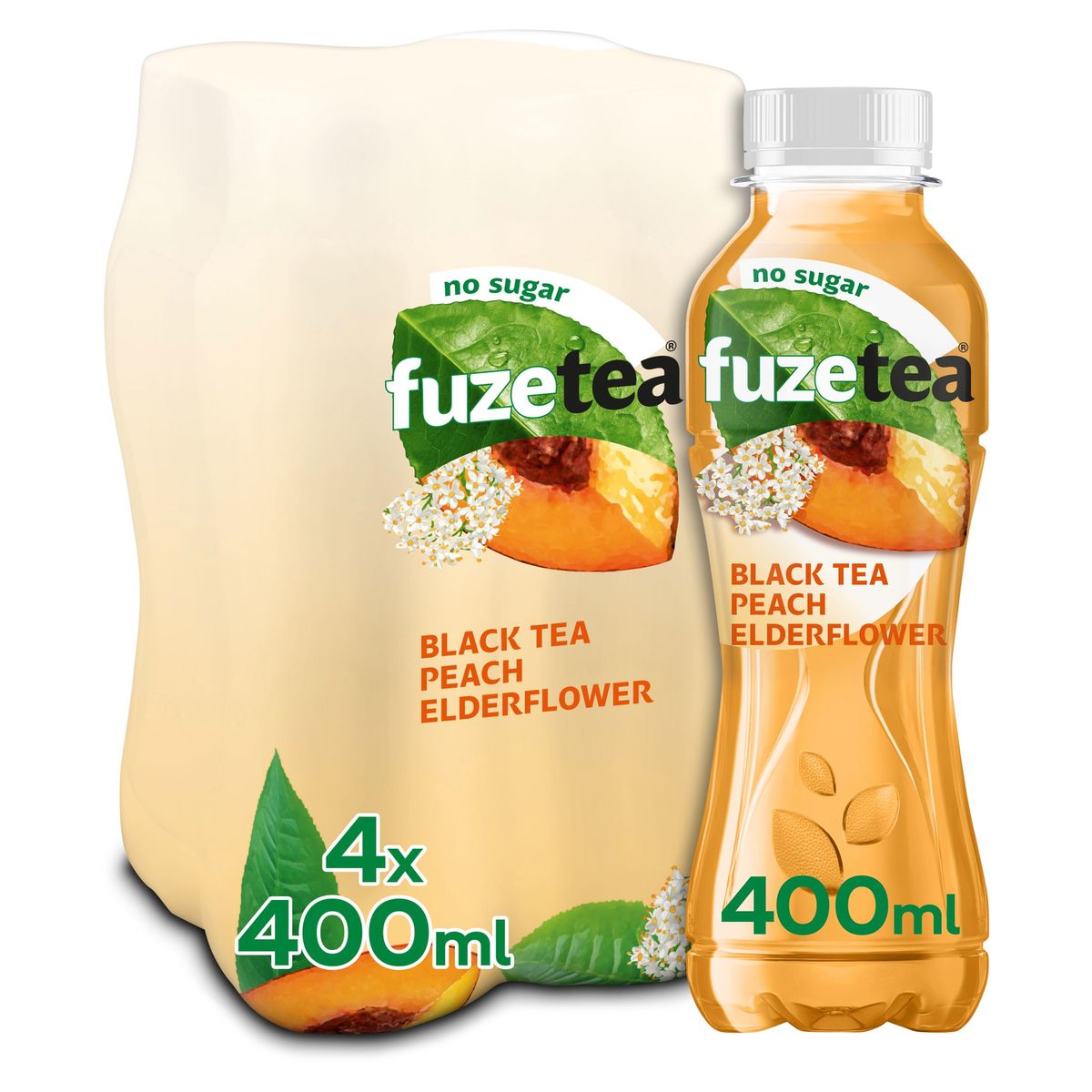 Fuze Tea Black Tea Peach Elderflower No Sugar Iced Tea 4 x 400 ml