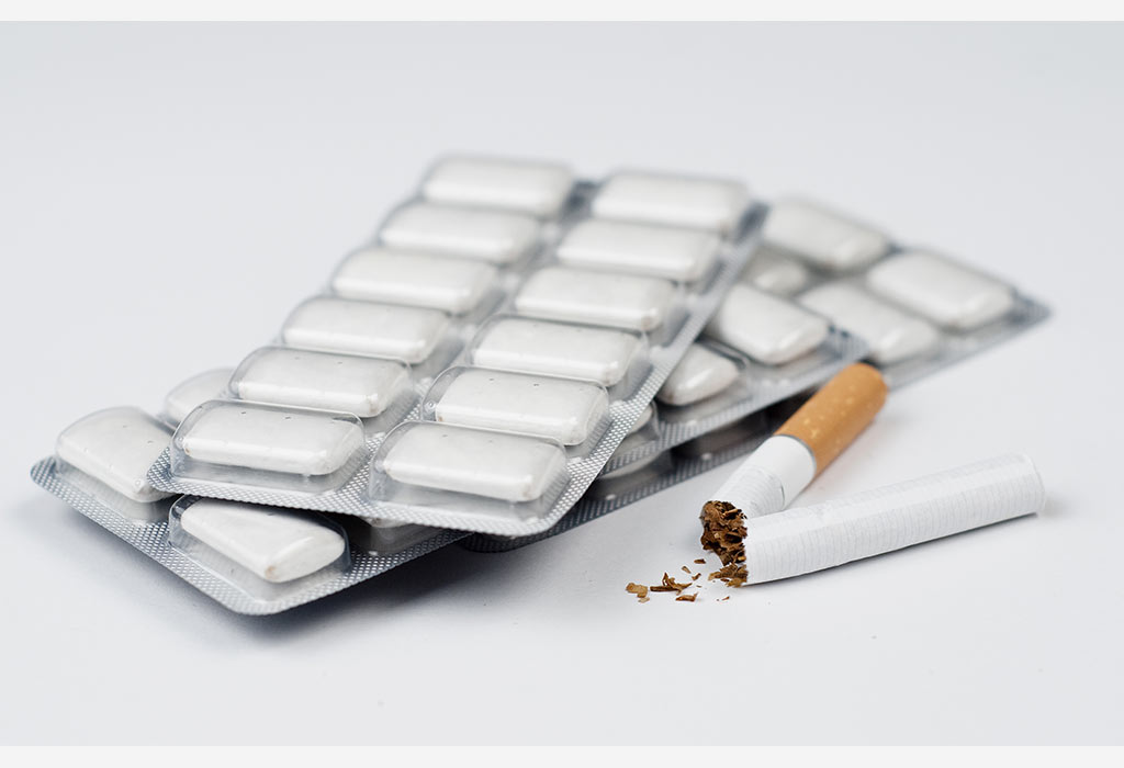Gums containing nicotine as a constituent