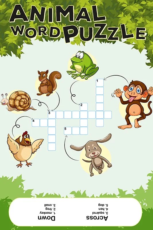 20 Simple & Easy To Do Crossword Puzzles for Preschoolers & Kids