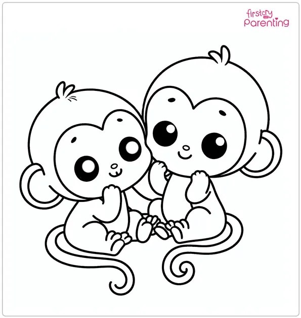 25 Monkey Coloring Pages Free Printable, Sheets and Images for Kids