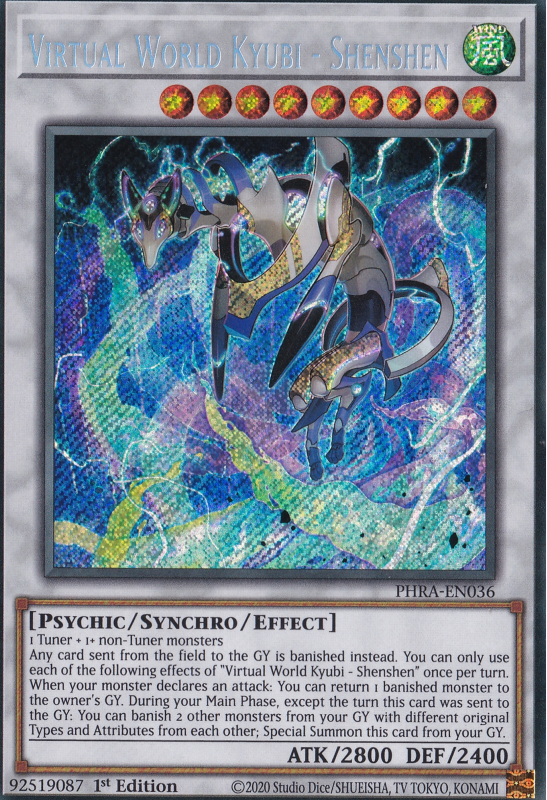 PHRAEN036 Virtual World Kyubi Shenshen (Secret Rare) PHRAEN036 YuGiOh! Single Card