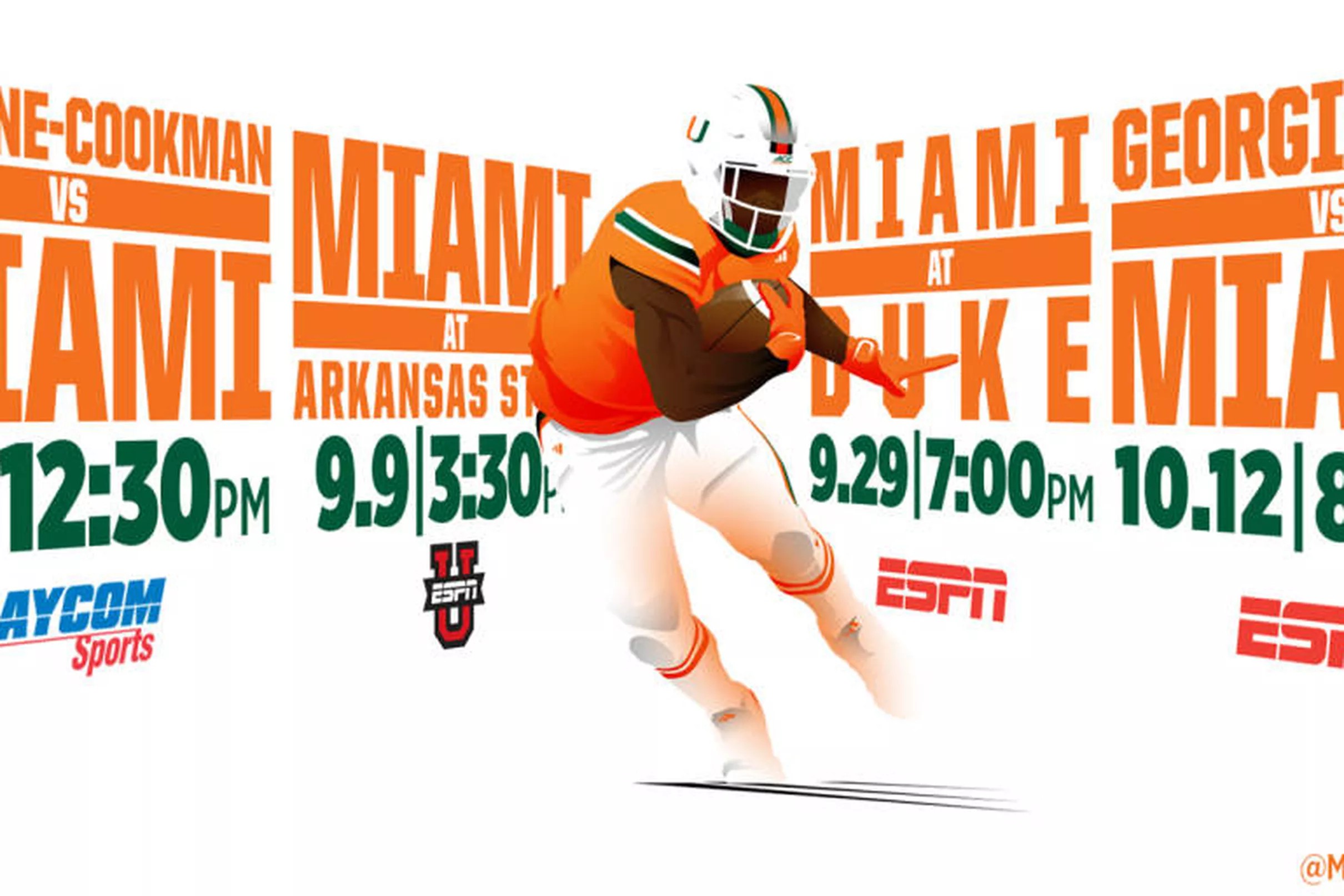 Miami Hurricanes Football Several 2017 Game times announced