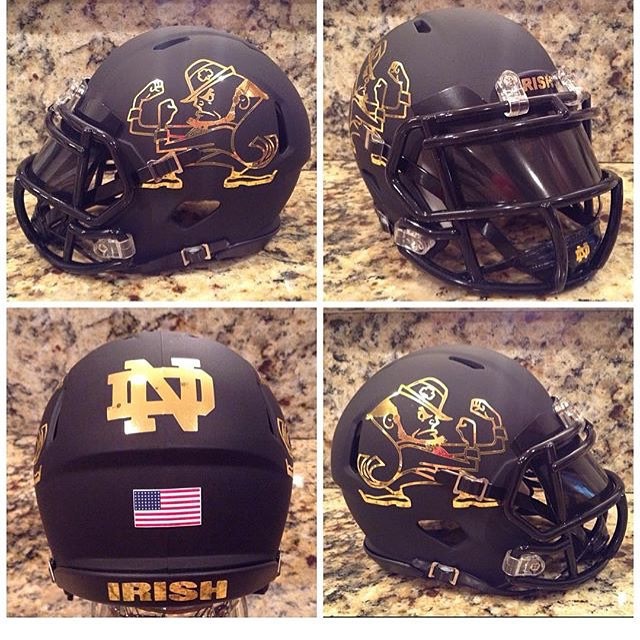 Photos This Matte Black And Gold Custom Notre Dame Helmet Is
