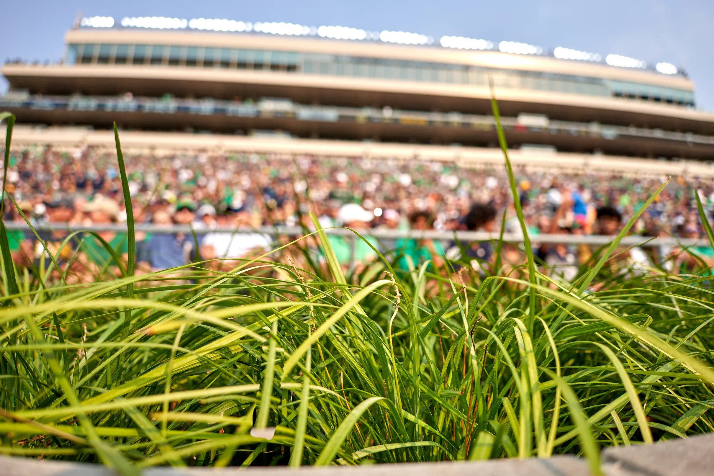 Notre Dame Football The new turf is installed inside Notre Dame Stadium