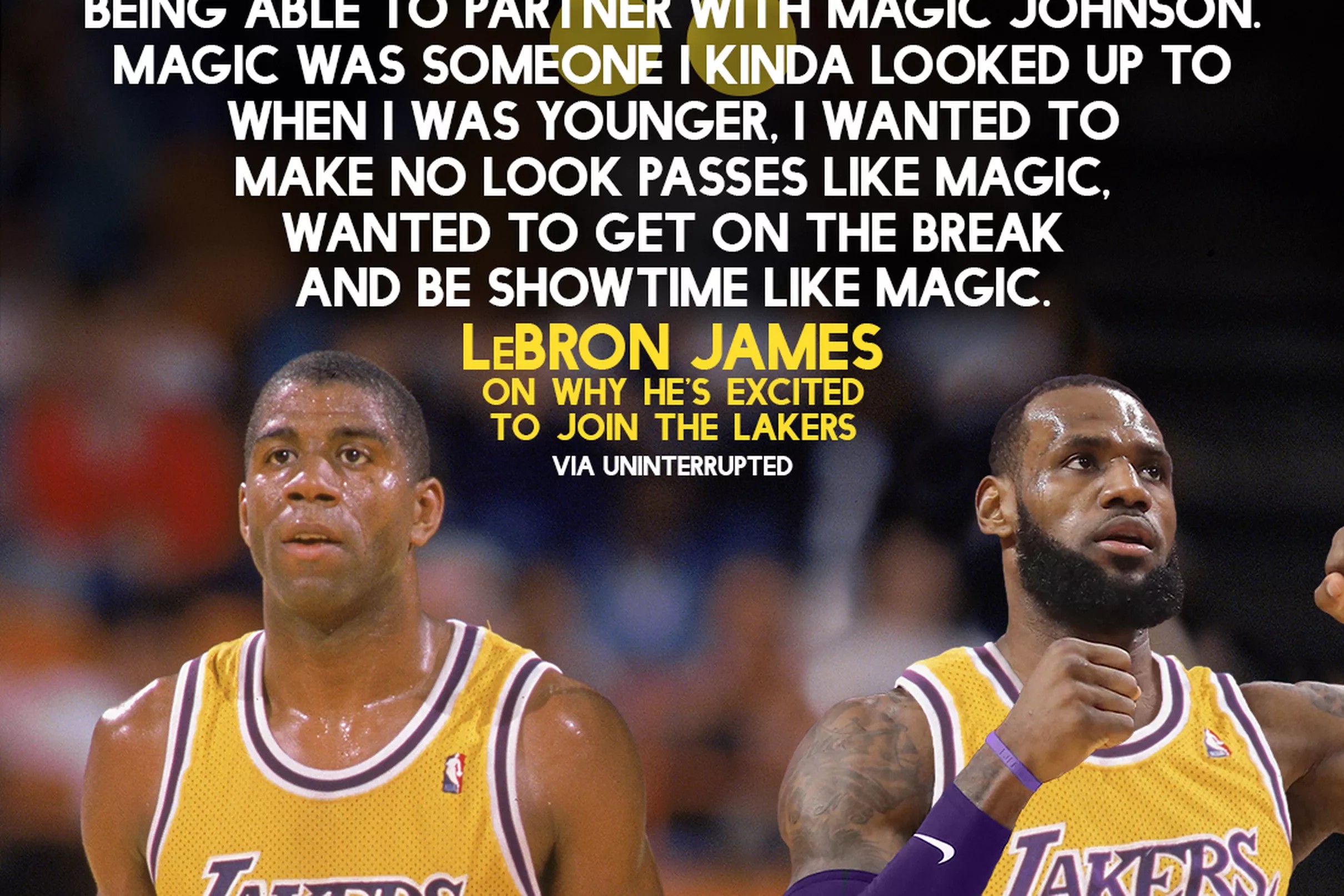 LeBron James says he grew up idolizing Magic Johnson and is excited to ‘partner’ with him on the