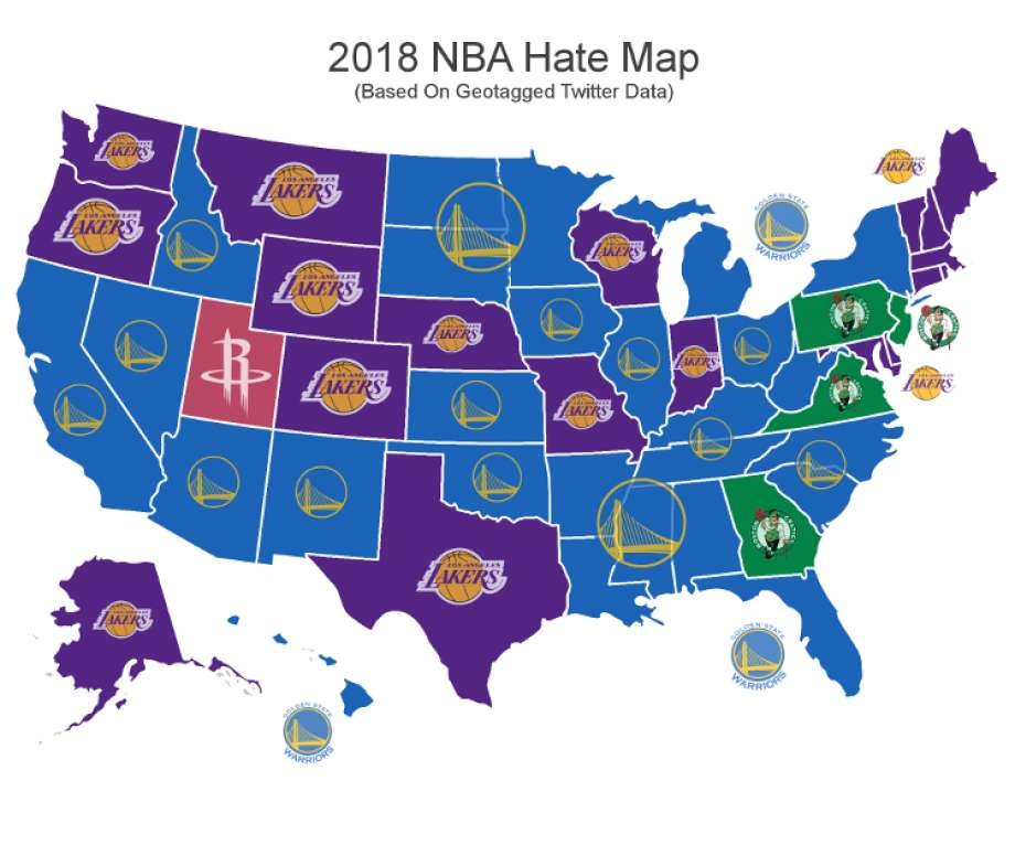 This map shows just how much America hates the Golden State Warriors